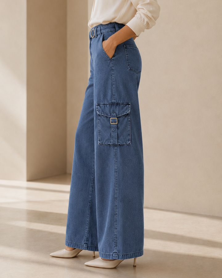 Jean Pantalón Cargo bota recta ligero