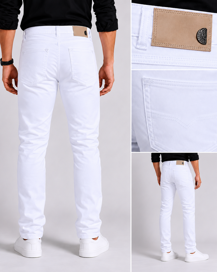 jean blanco elegante hombre