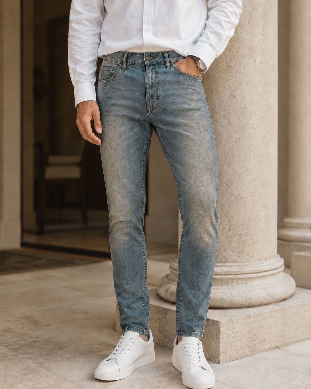 jean hombre vintage claro