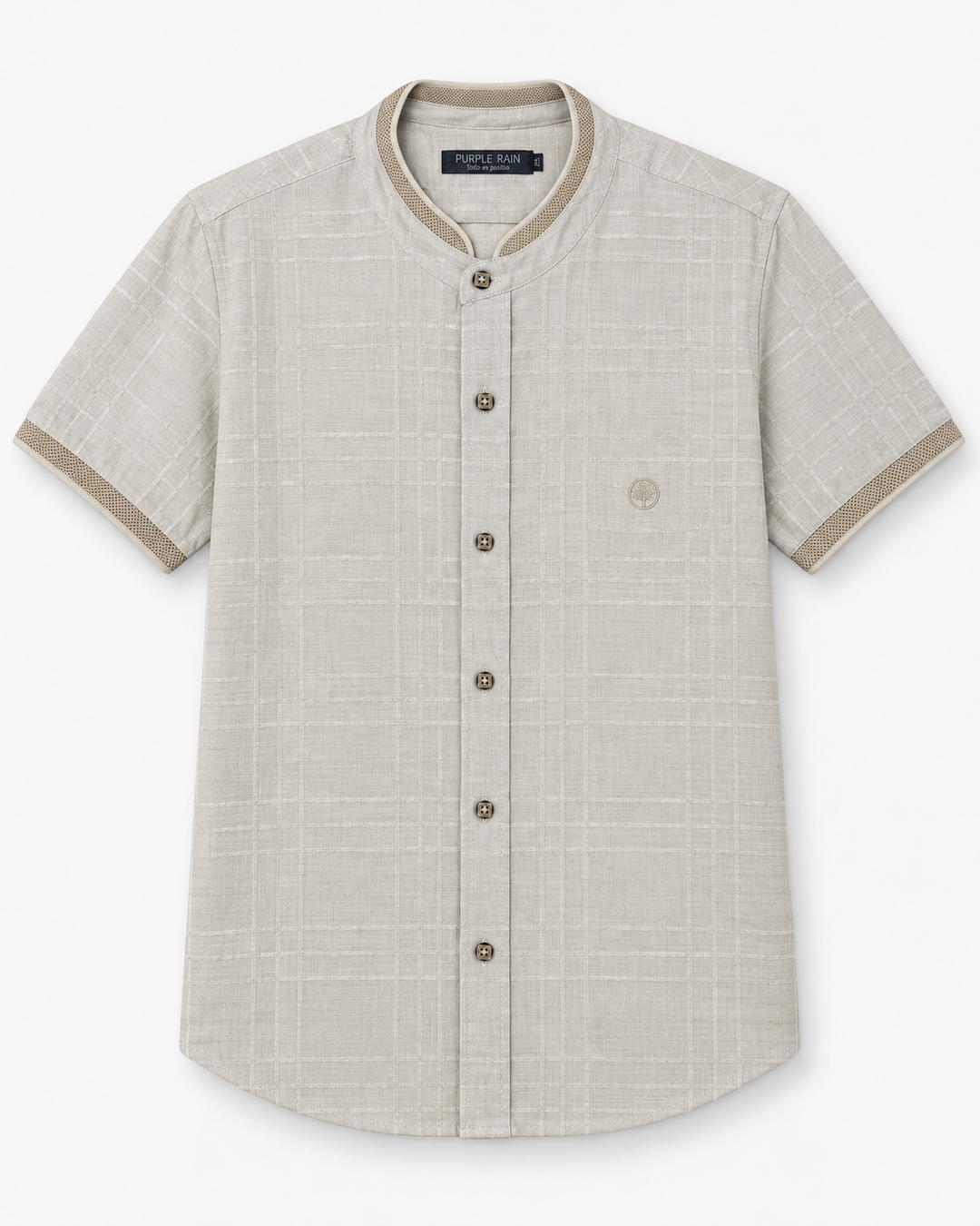 Camisa Texturizada para Hombre Cuello Nerú Manga Corta | Purple Rain - Purple Rain