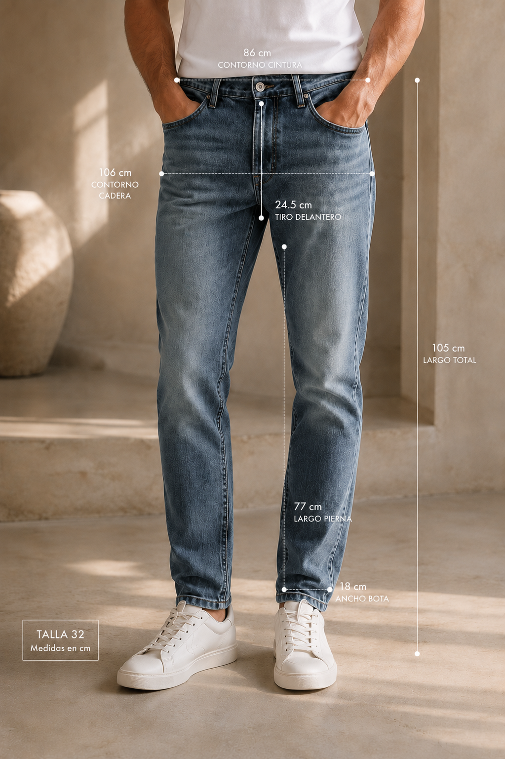 Jean Hombre Atlas Fit Azul  gris Jaspeado - Purple Rain