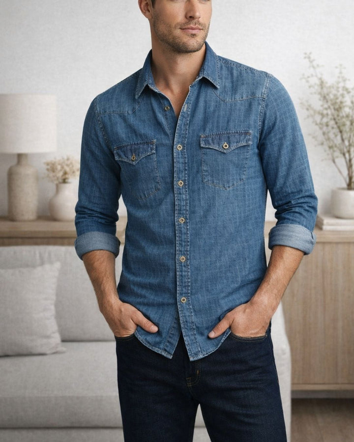 Camisa denim Texturizada Cuadros - Purple Rain