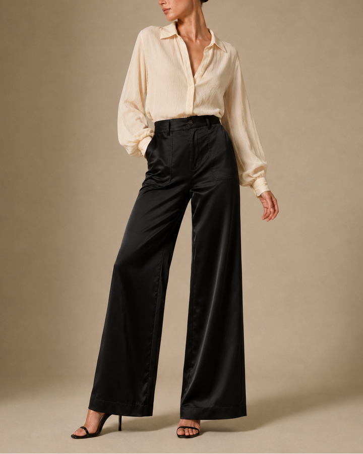 pantalón satinado mujer