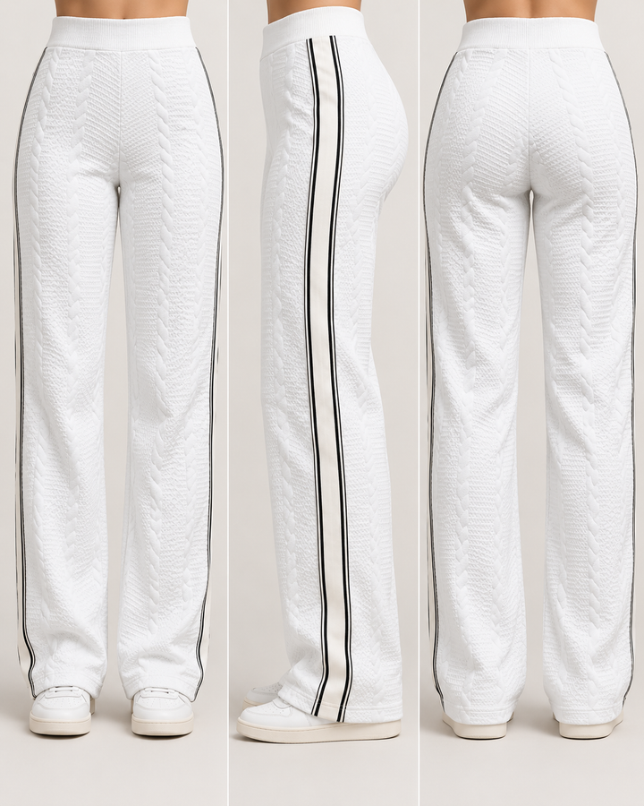 Pantalón Dama · Punto Trenzado con Cinta Lateral - Purple Rain