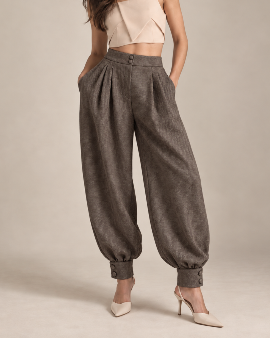Pantalón Dama Balloon Texturizado Sastre