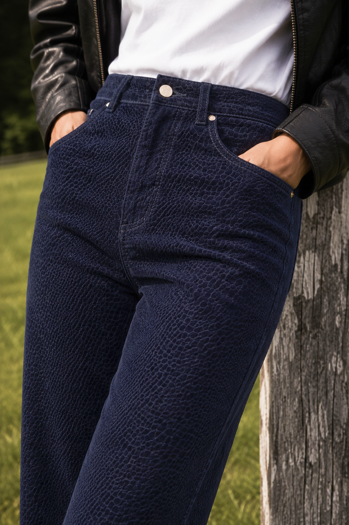 Pantalón Recto  navy terciopelo