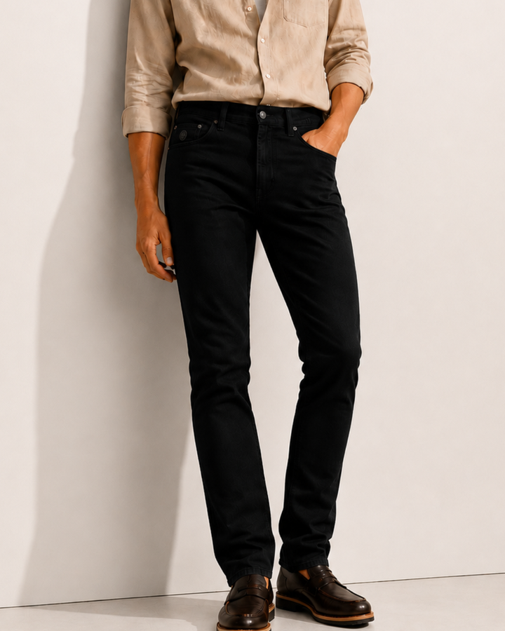 Pantalón para hombre color beige de corte recto en tela drill, estilo casual elegante Purple Rain