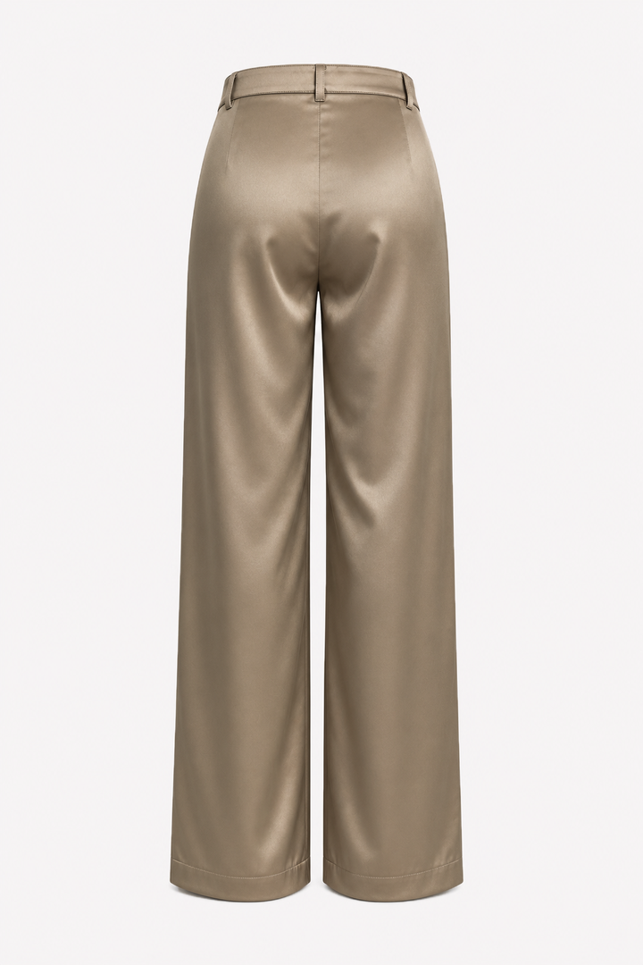 Pantalón Satinado Mujer Tiro Alto Bota Ancha Verona