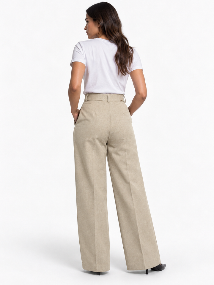 Pantalón Sastre para Mujer de Tiro Alto con Botones Forrados