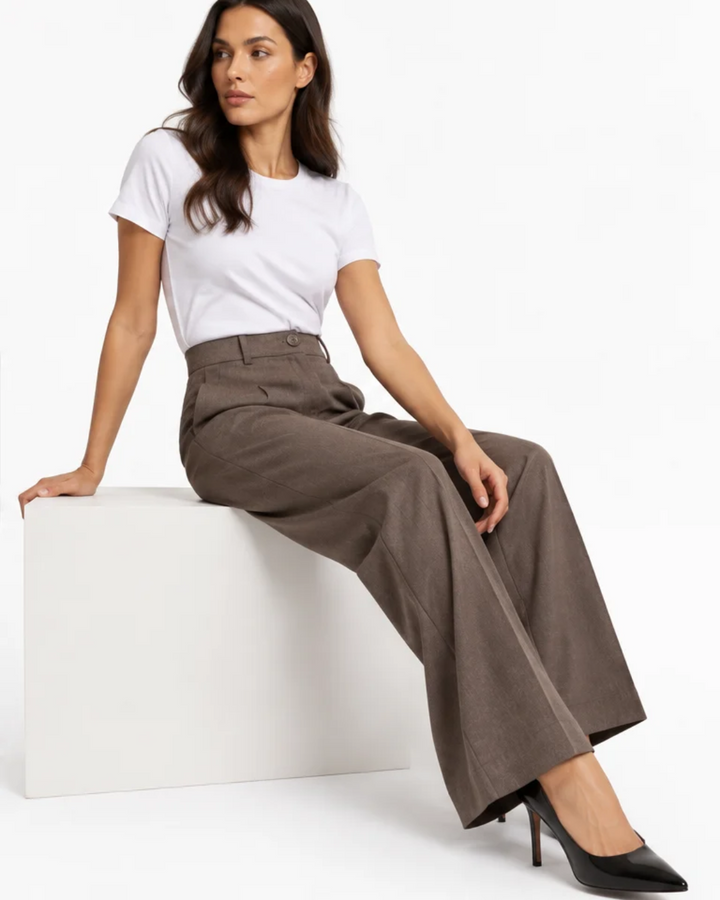 Pantalón Sastre para Mujer de Tiro Alto con Botones Forrados