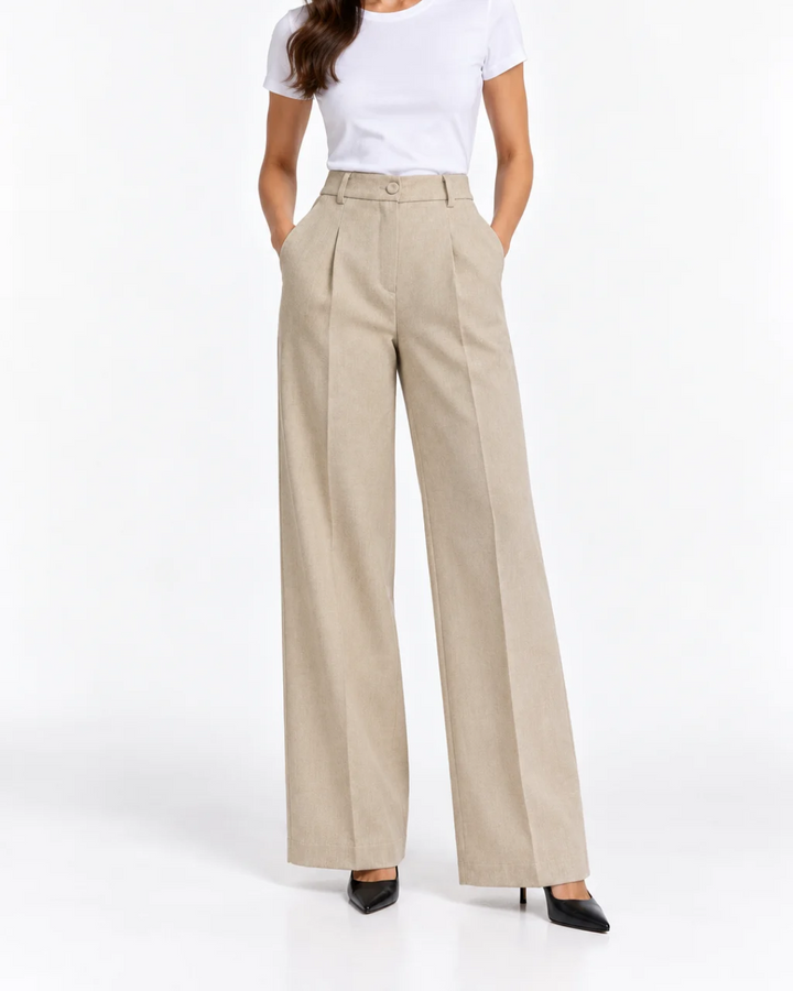 Pantalón Sastre para Mujer de Tiro Alto con Botones Forrados