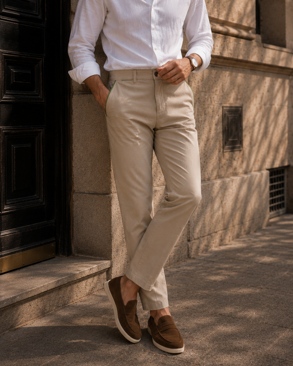 pantalon algodon elastomero hombre