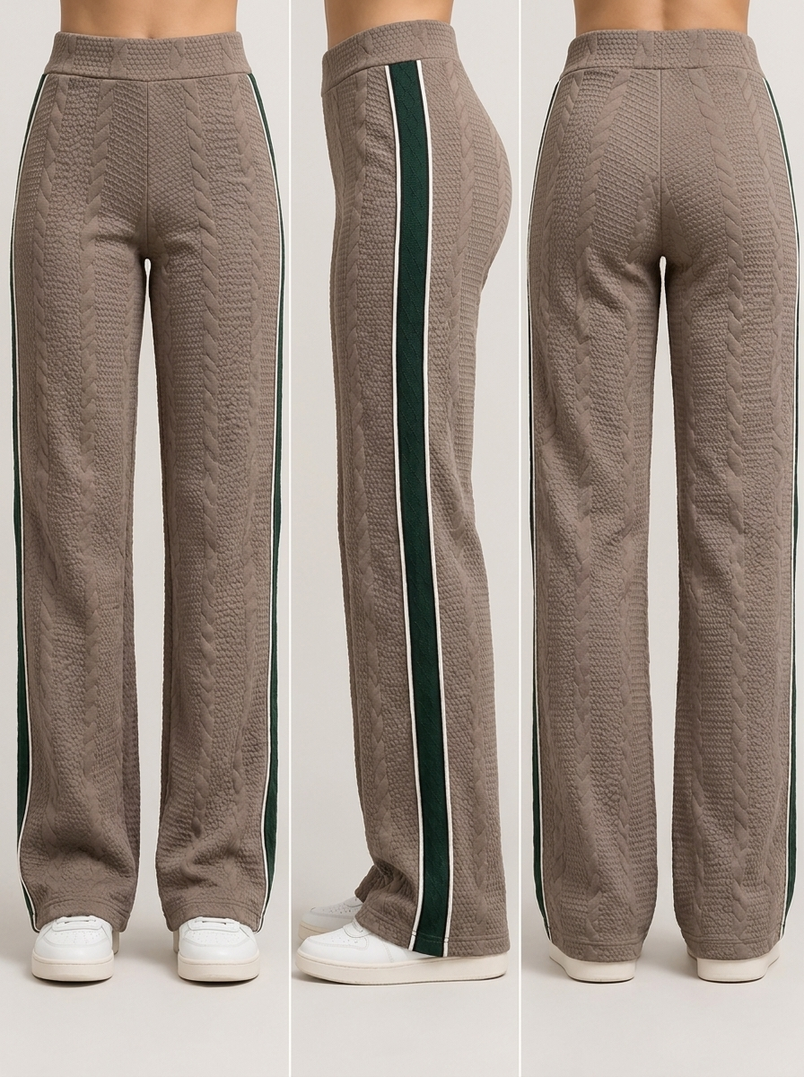 Pantalón Dama · Punto Trenzado con Cinta Lateral