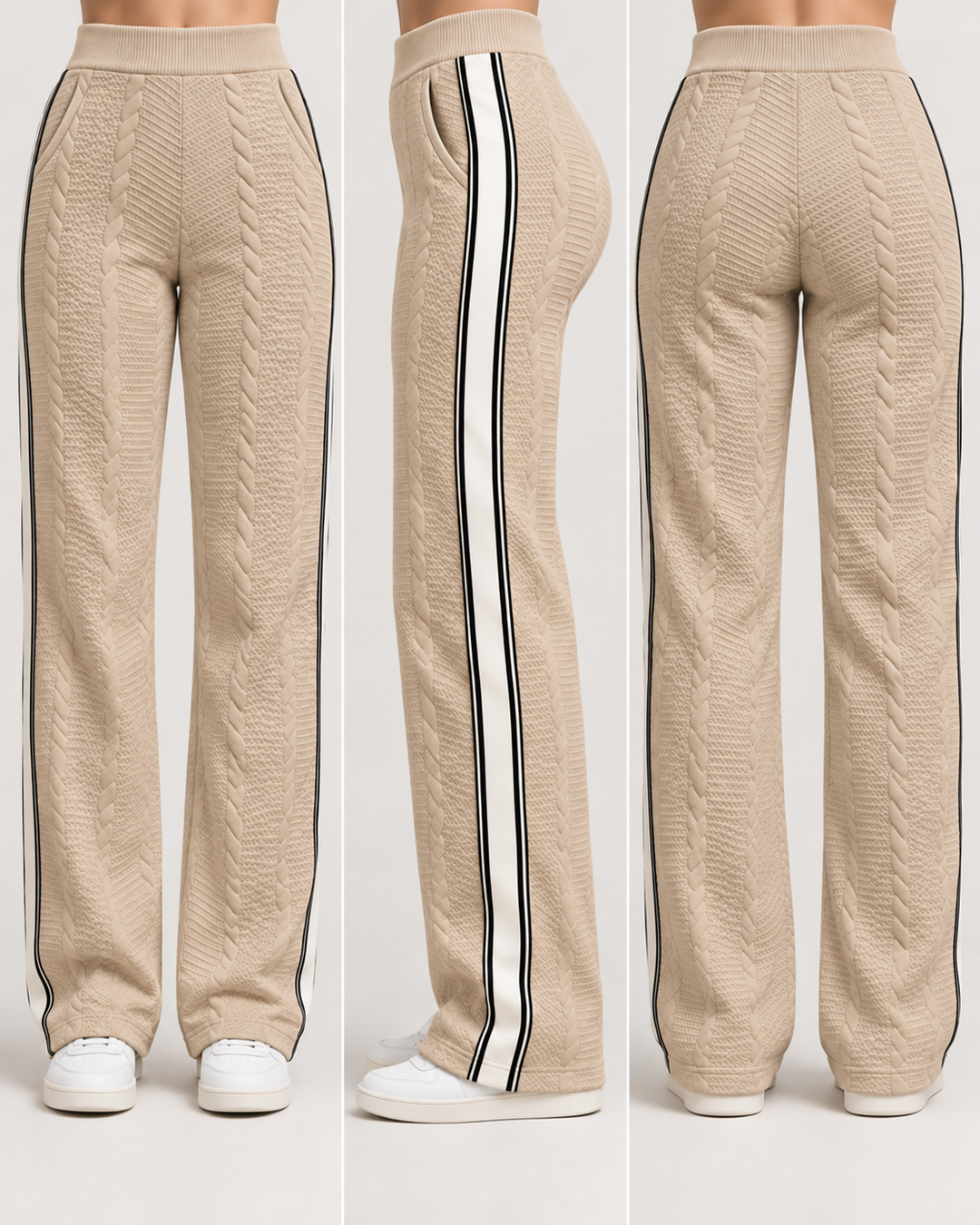 Pantalón Dama · Punto Trenzado con Cinta Lateral
