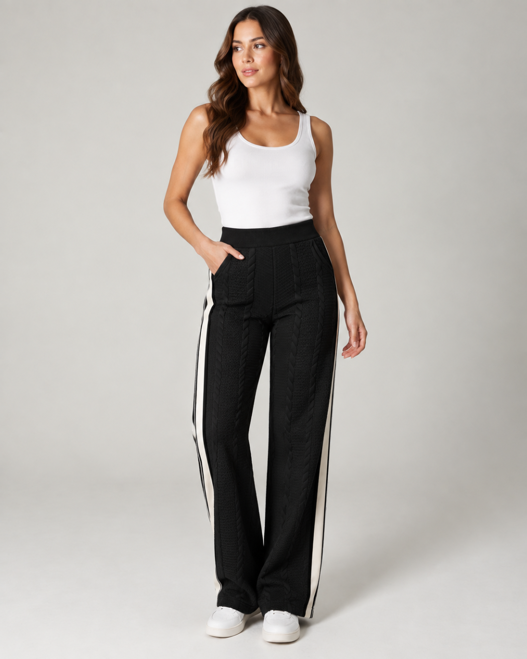 Pantalón Dama · Punto Trenzado con Cinta Lateral