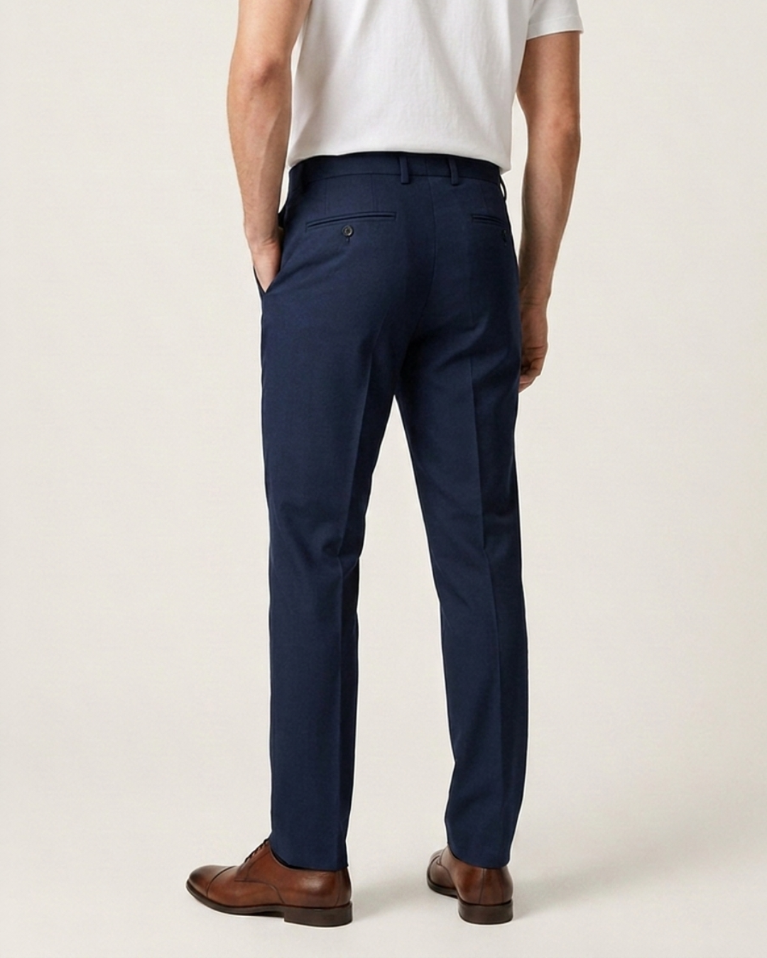 Pantalón Sastrero Textura Tipo Paño Azul Oscuro