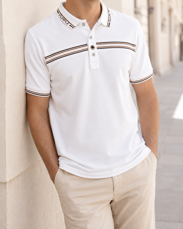 polo con franjas tejidas