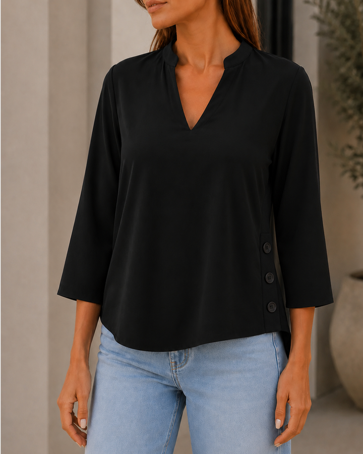 Blusa Dama Blusa Elegante Cuello V con Botones - Purple Rain