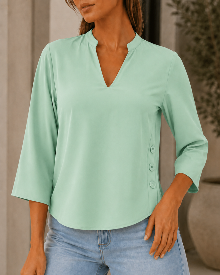 Blusa Dama Blusa Elegante Cuello V con Botones - Purple Rain