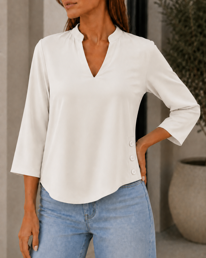 Blusa Dama Blusa Elegante Cuello V con Botones - Purple Rain