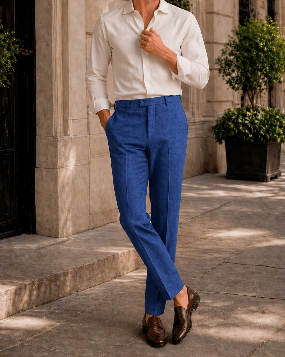 Pantalón Sastre Azul Texturizado - Purple Rain