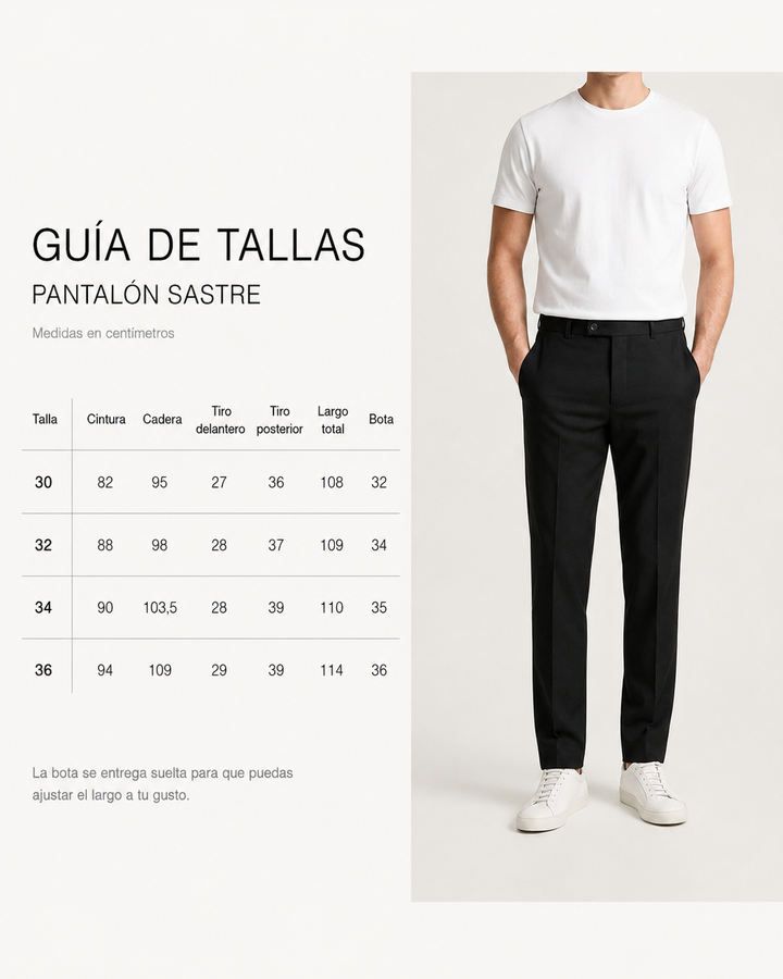 Pantalón Sastrero old money Textura Tipo Paño Negro