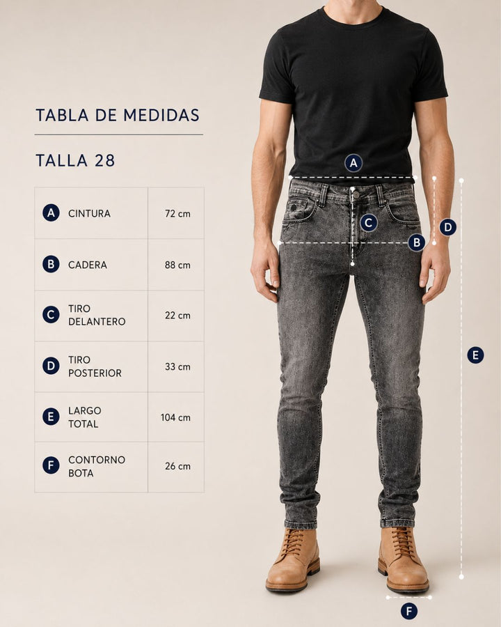 Jean Hombre Skinny Gris Clásico