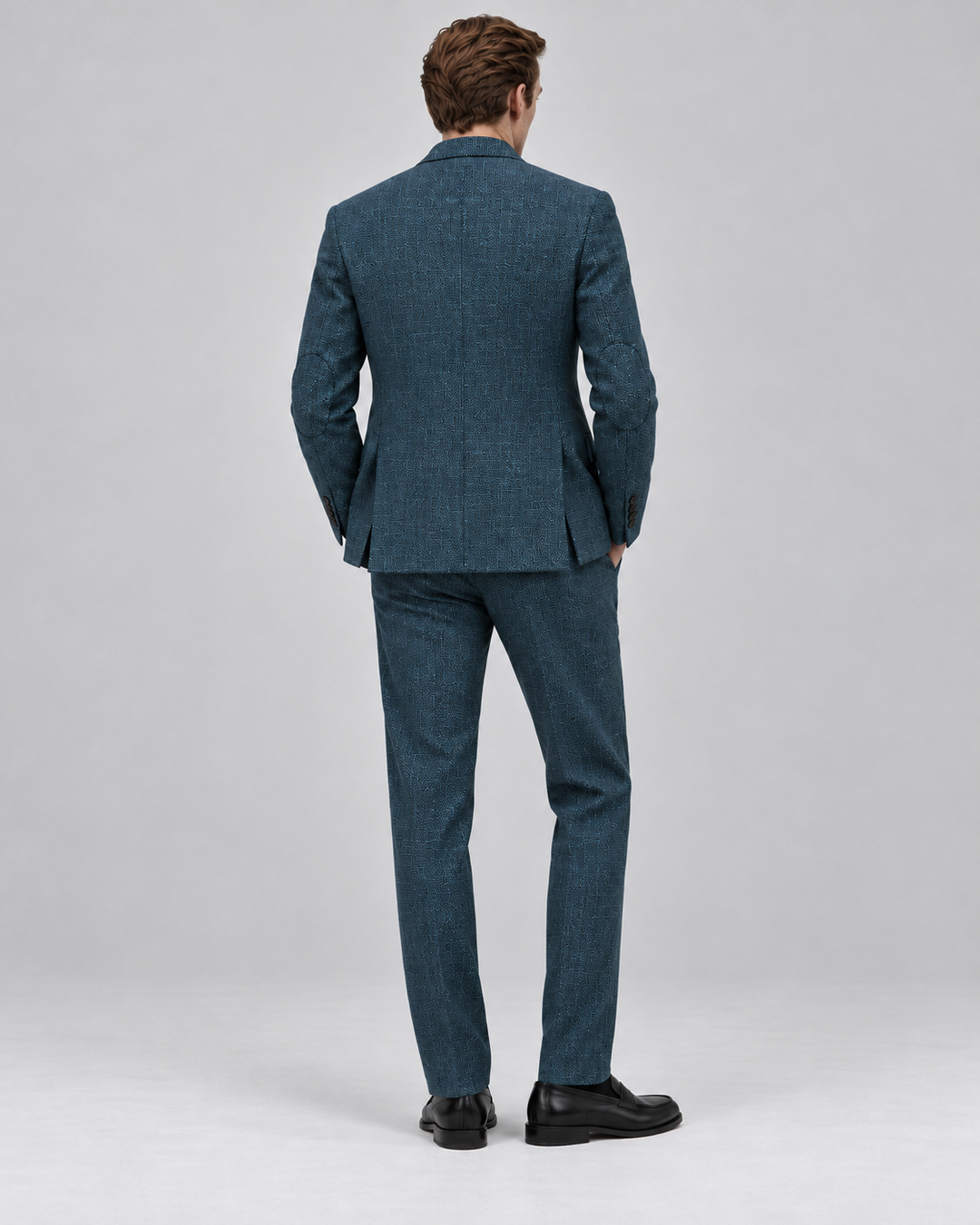 Traje Hombre Premium Texturizado Azul Petróleo
