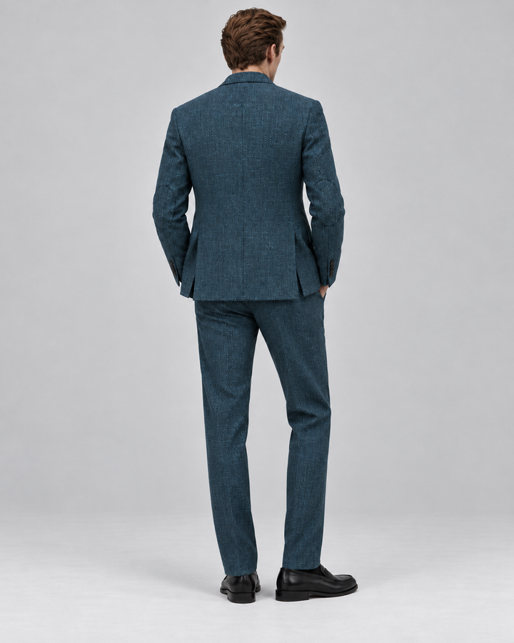 Traje Hombre Premium Texturizado Azul Petróleo