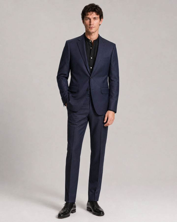 Traje hombre  azul oscuro con raya tiza Salvatore