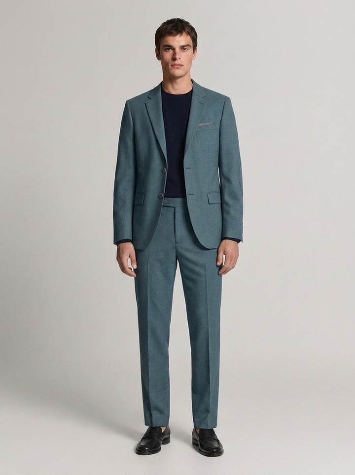 Traje Hombre  Slim Fit Tipo Paño con Coderas. | Petróleo