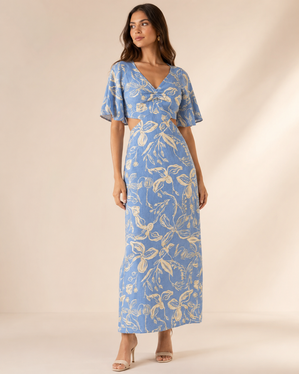 vestido largo estampado para mujer