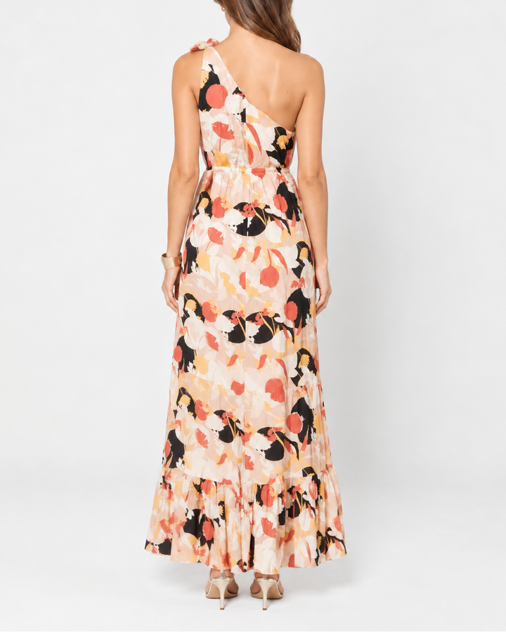 Vestido Largo de Dama Estampado Con Bolsillos