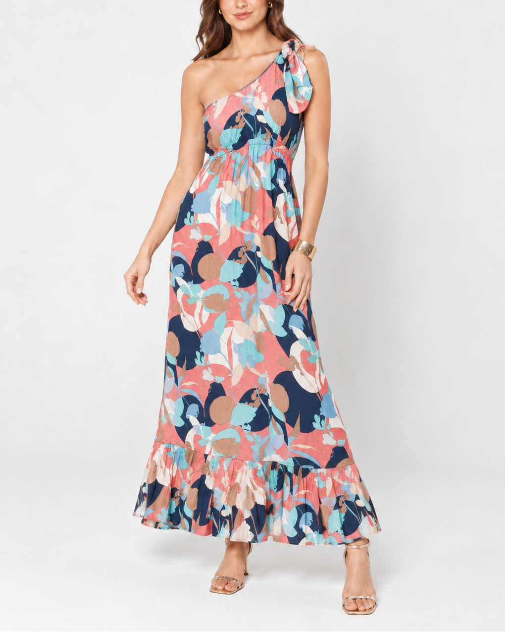 Vestido Largo de Dama Estampado Con Bolsillos