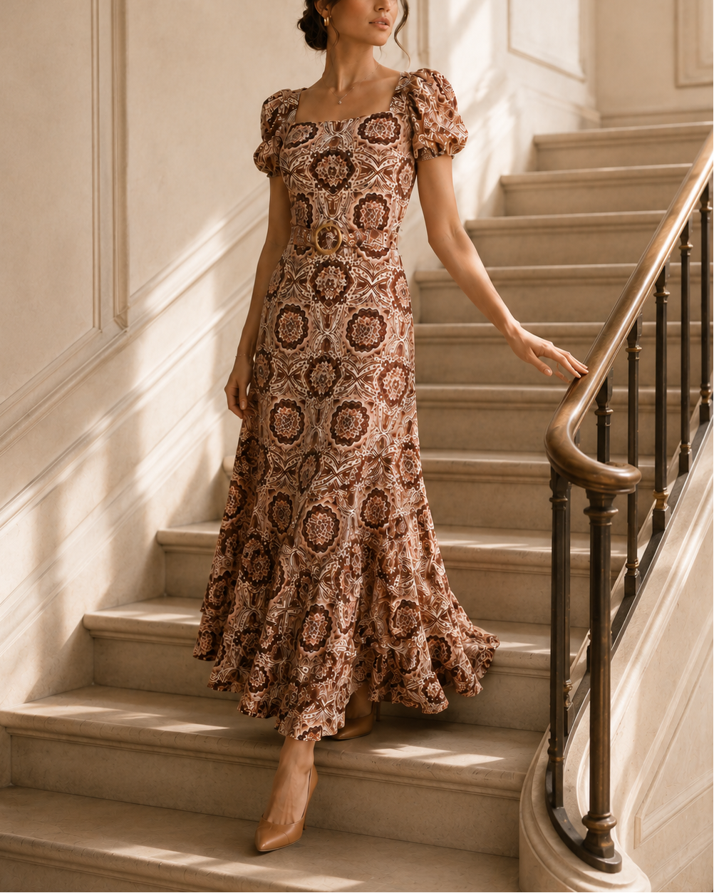vestido largo elegante mujer