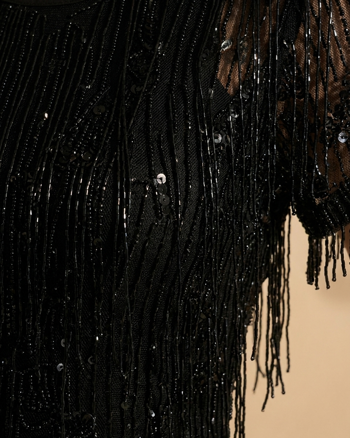 Vestido Corto Negro Brillante - Purple Rain
